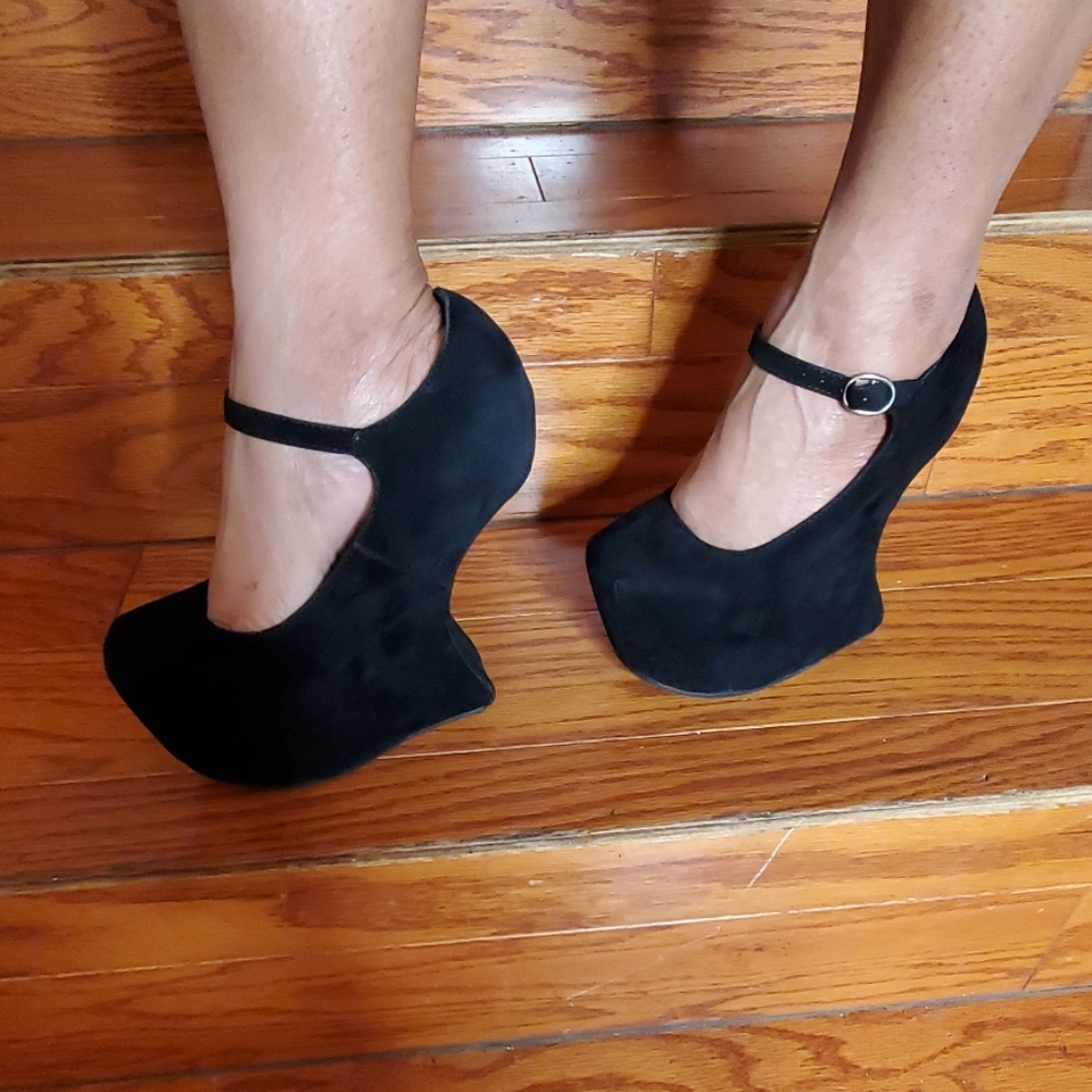 Black Suede Unique Heels